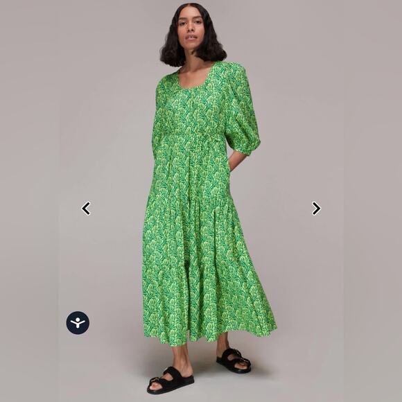 Whistles Dresses & Skirts - Whistles Green Climbing Vine Trapeze Midi Dress Size Large